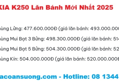 Giá xe Kia K250 lăn bánh mới nhất