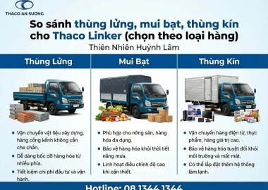 Thaco Linker nên chọn thùng lửng, mui bạt hay thùng kín? (theo loại hàng)