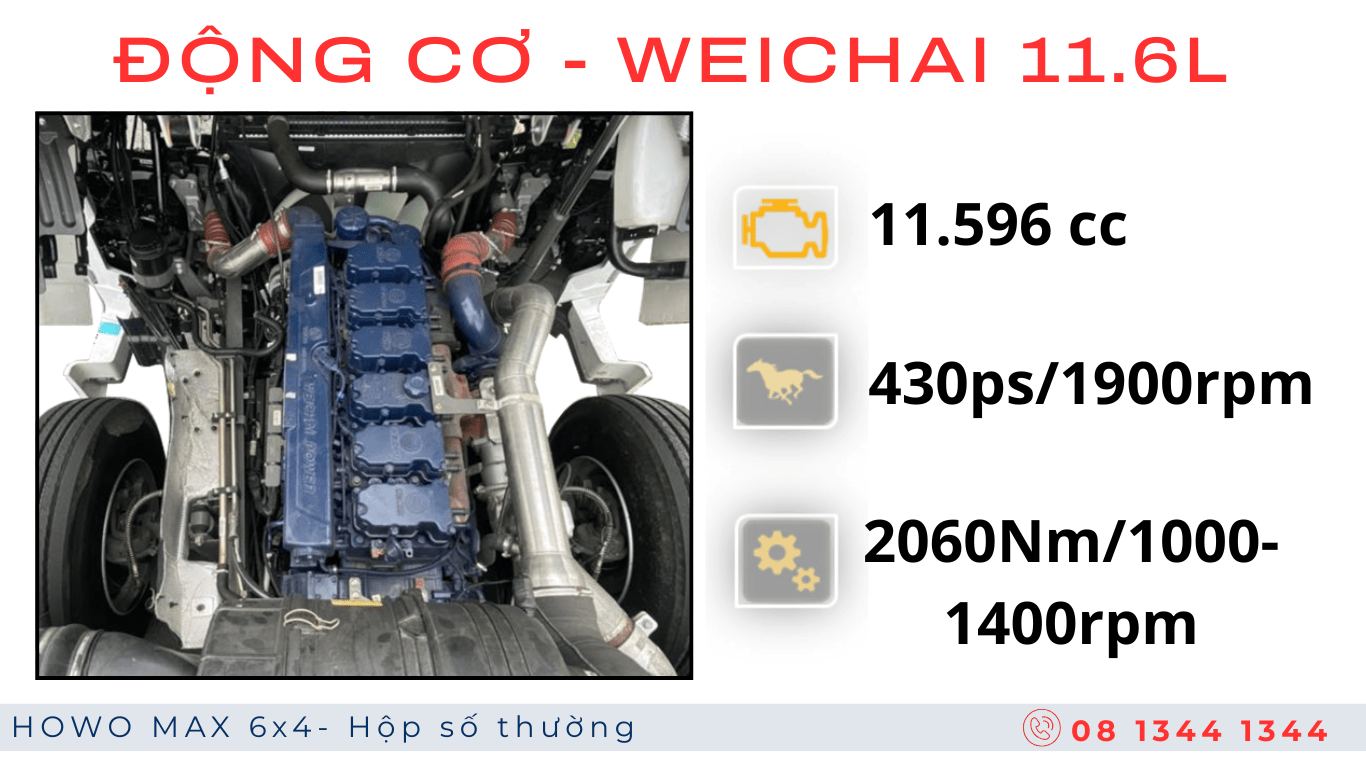 HOWO MAX 3 chân máy Weichai