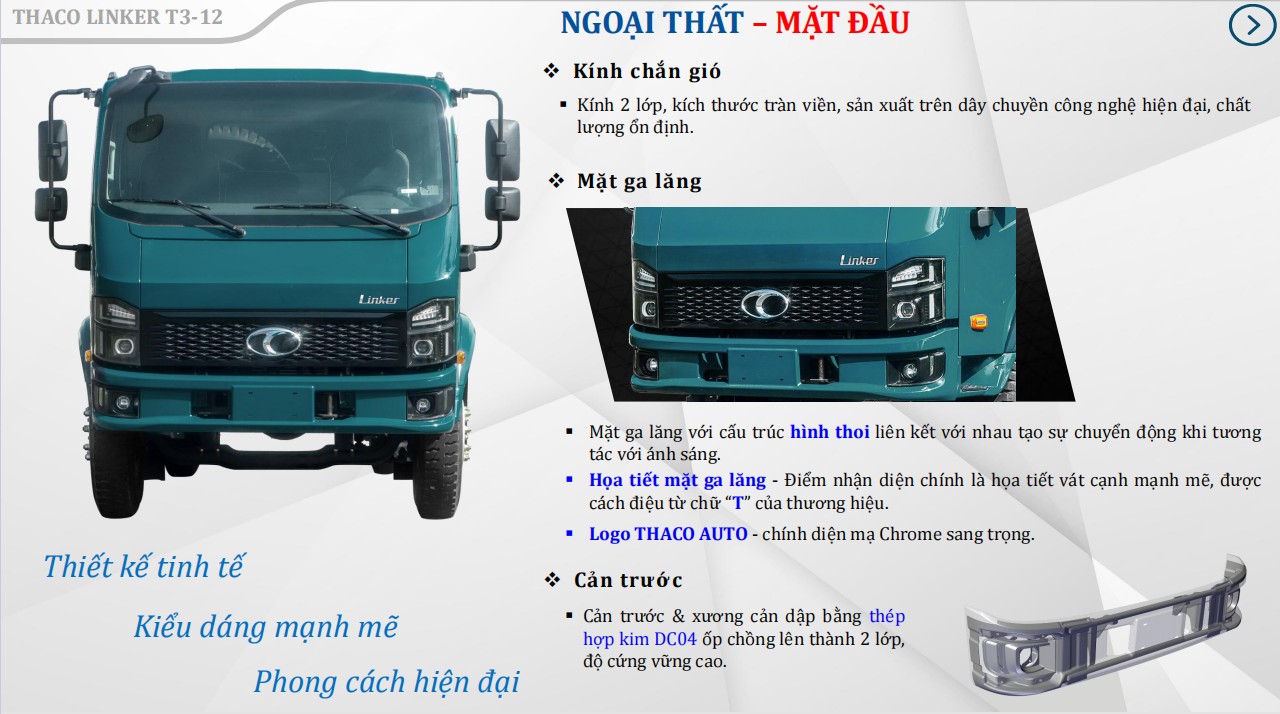ngoại thất xe tải ben Thaco Linker T3-12 (7.5 Tấn)