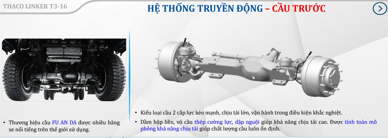 Cầu Xe tải Ben Thaco 8,6 Tấn T3-16