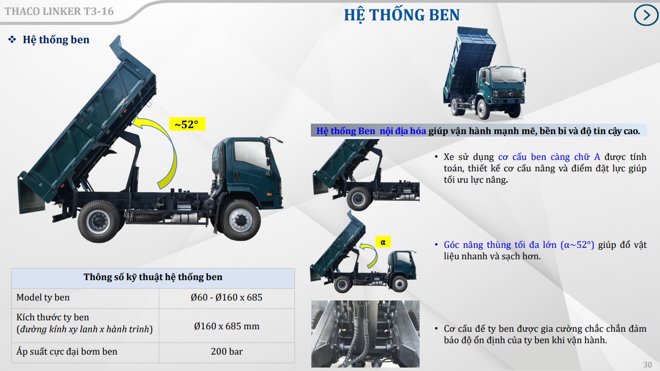 Ti ben Xe tải Ben Thaco 8,6 Tấn T3-16
