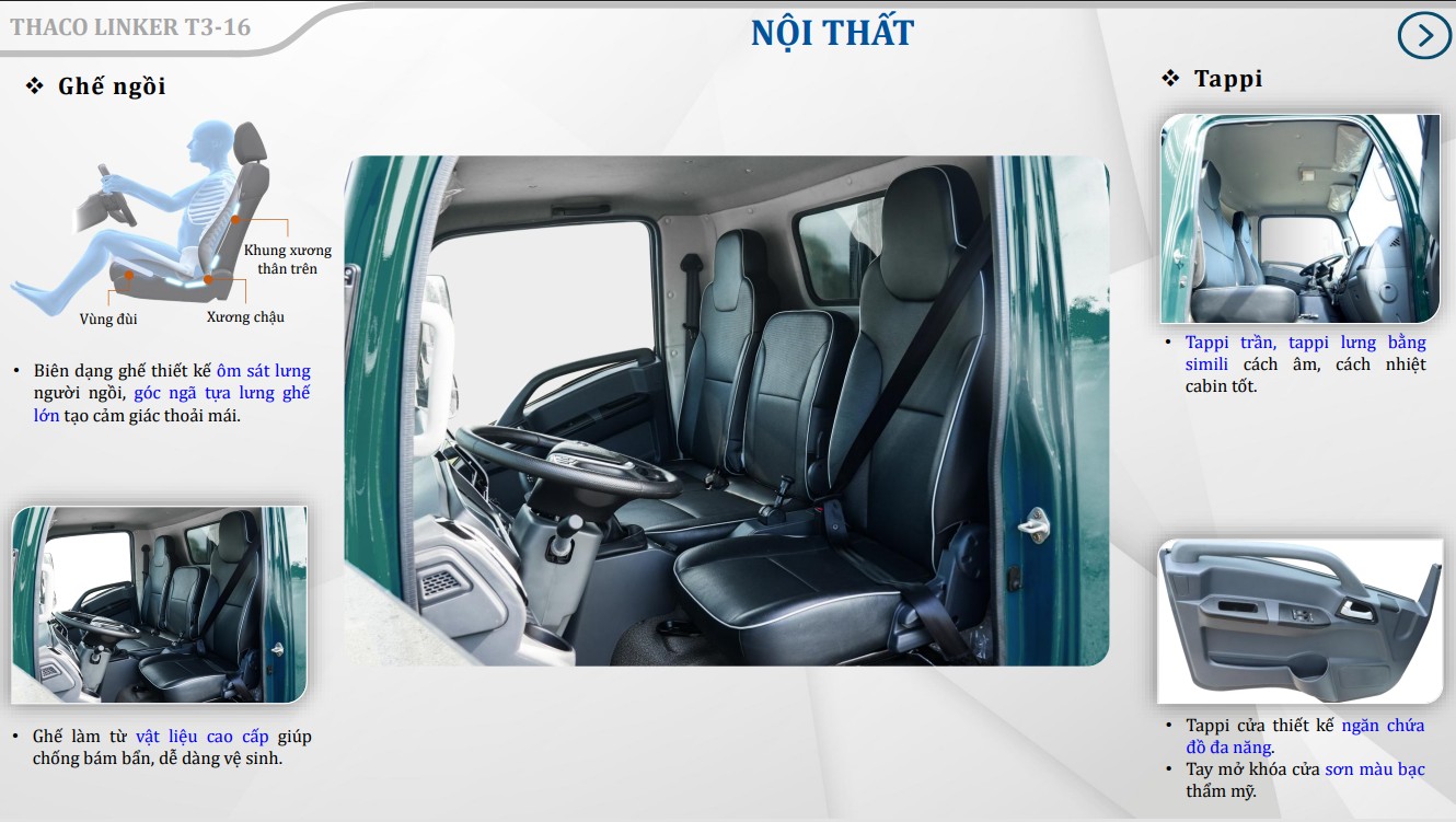 Nội thất Xe tải Ben Thaco 8,6 Tấn T3-16