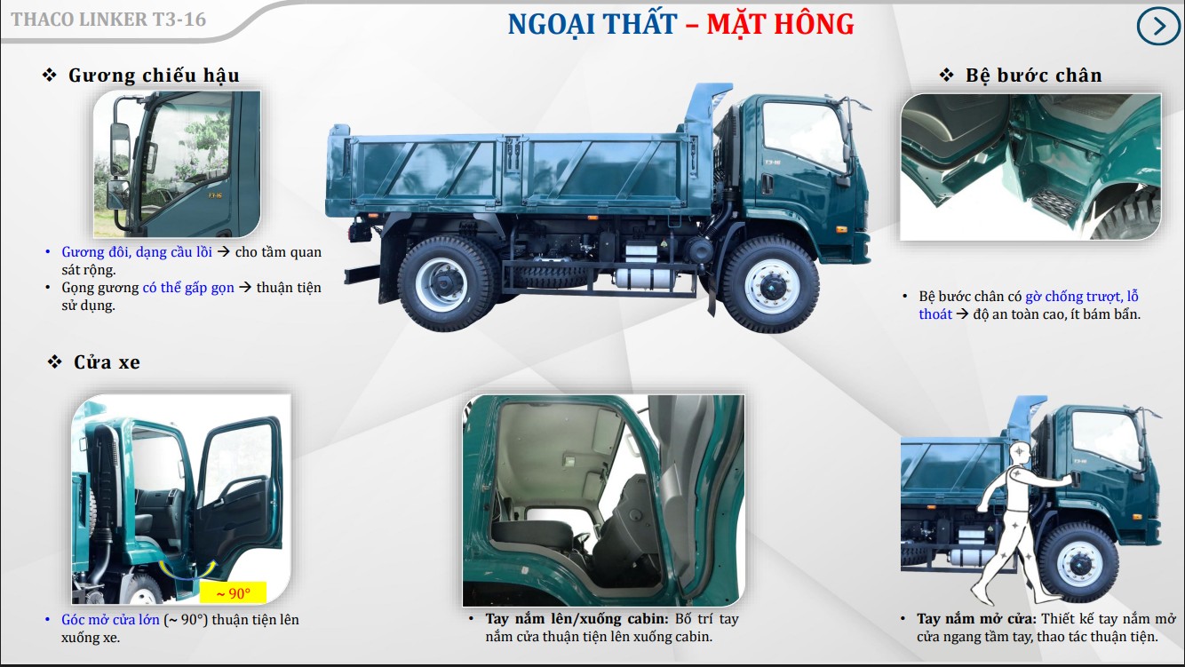 Ngoại thất Xe tải Ben Thaco 8,6 Tấn T3-16