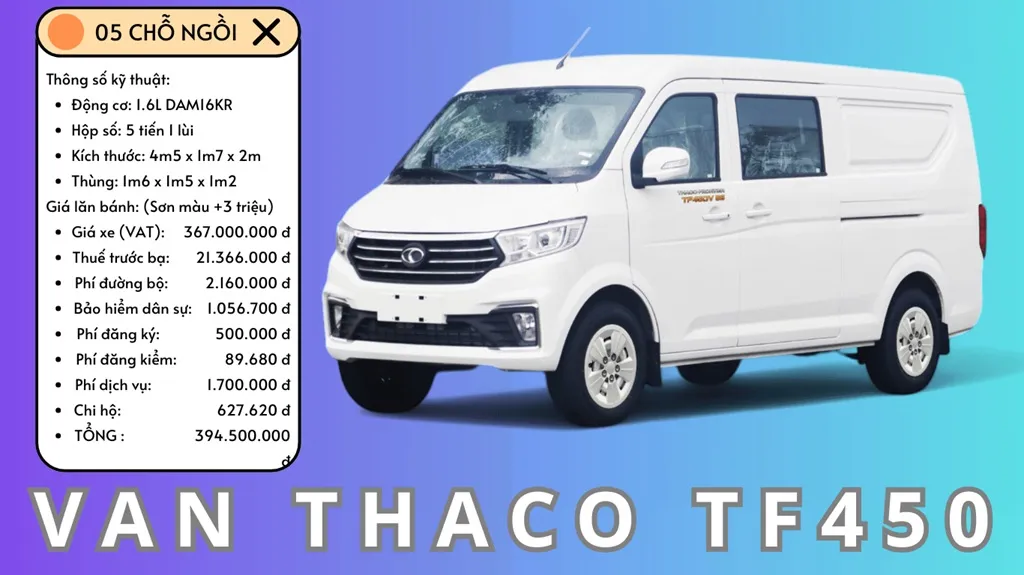 Giá bán xe tải Van Thaco TF450 5 chỗ