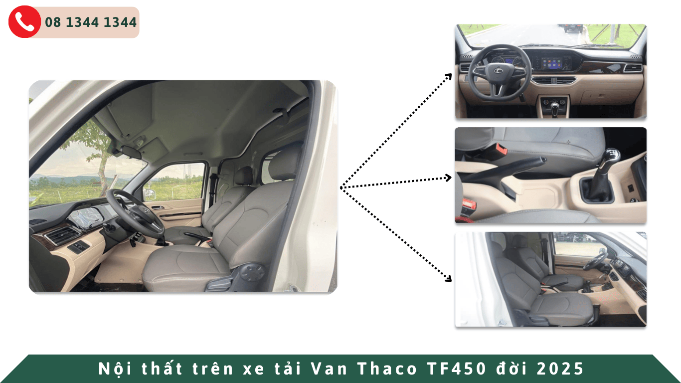 Nội thất trên xe tải Van thaco tf450