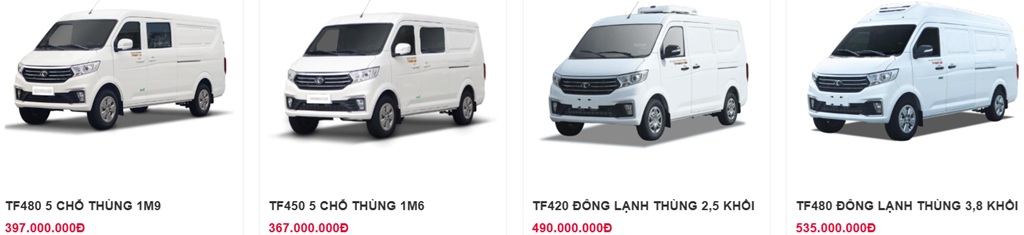 bảng giá xe tải van thaco