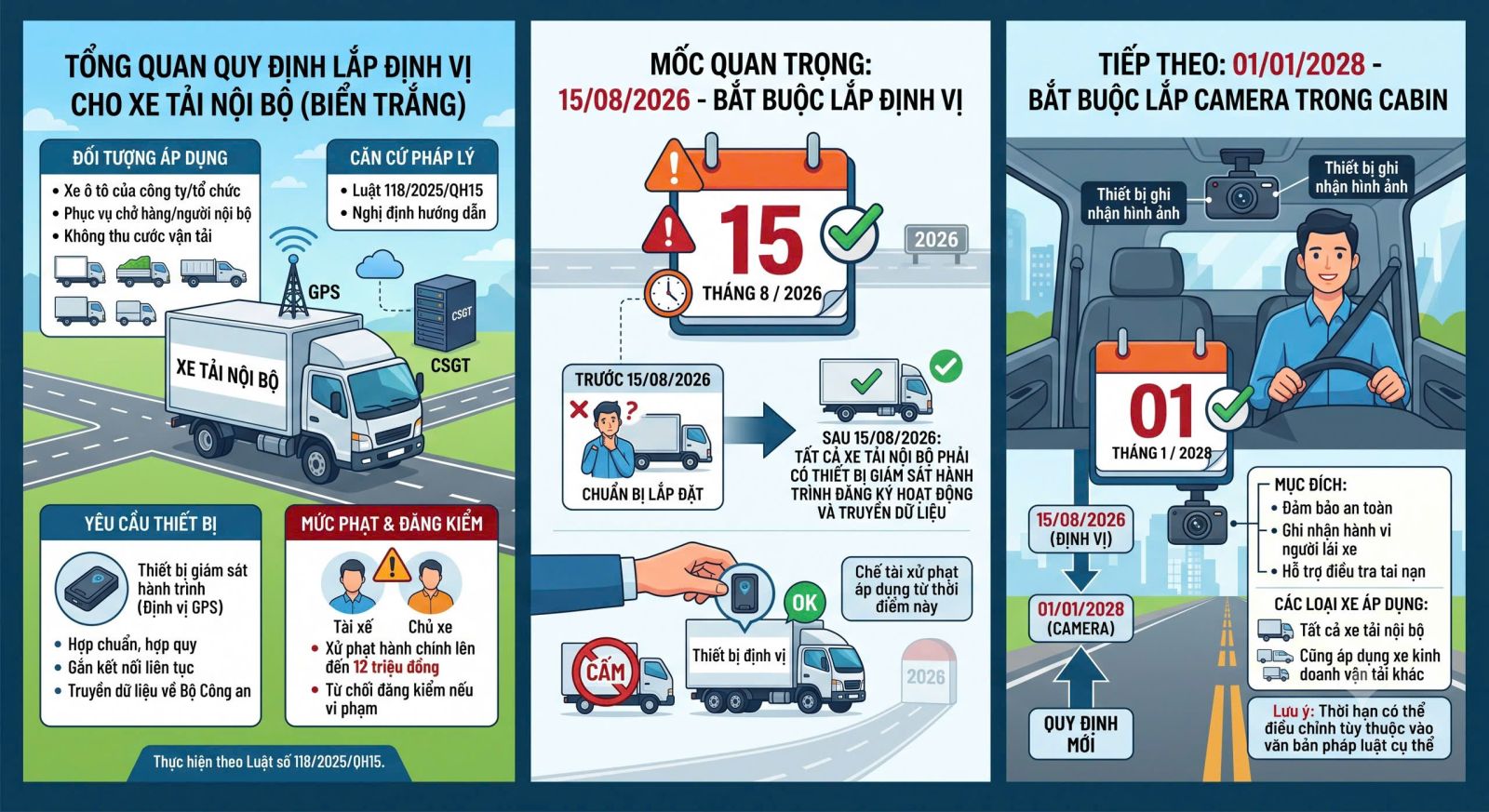 Tổng quan quy định lắp định vị và dán tem cho xe tải nội bộ biển trắng