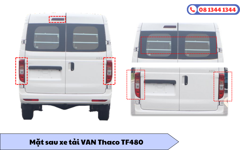 Thiết kế mặt sau xe tải Van Thaco TF480 2025