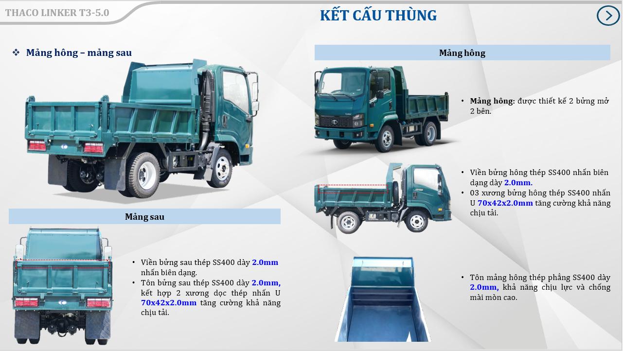Xe tải Ben Thaco 2 Tấn thùng 2 khối phanh hơi T3-5.0