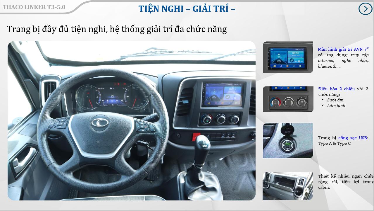 Xe tải Ben Thaco 2 Tấn thùng 2 khối phanh hơi T3-5.0