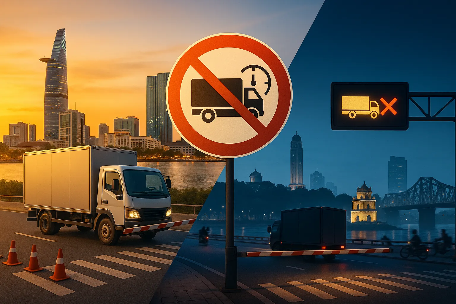 Quy định giờ cấm xe tải tphcm và hà nội 2025